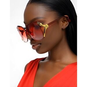 Big Butterfly Sunglasses Red Gradient Lenses Sophisticated Designer Lentes Mujer